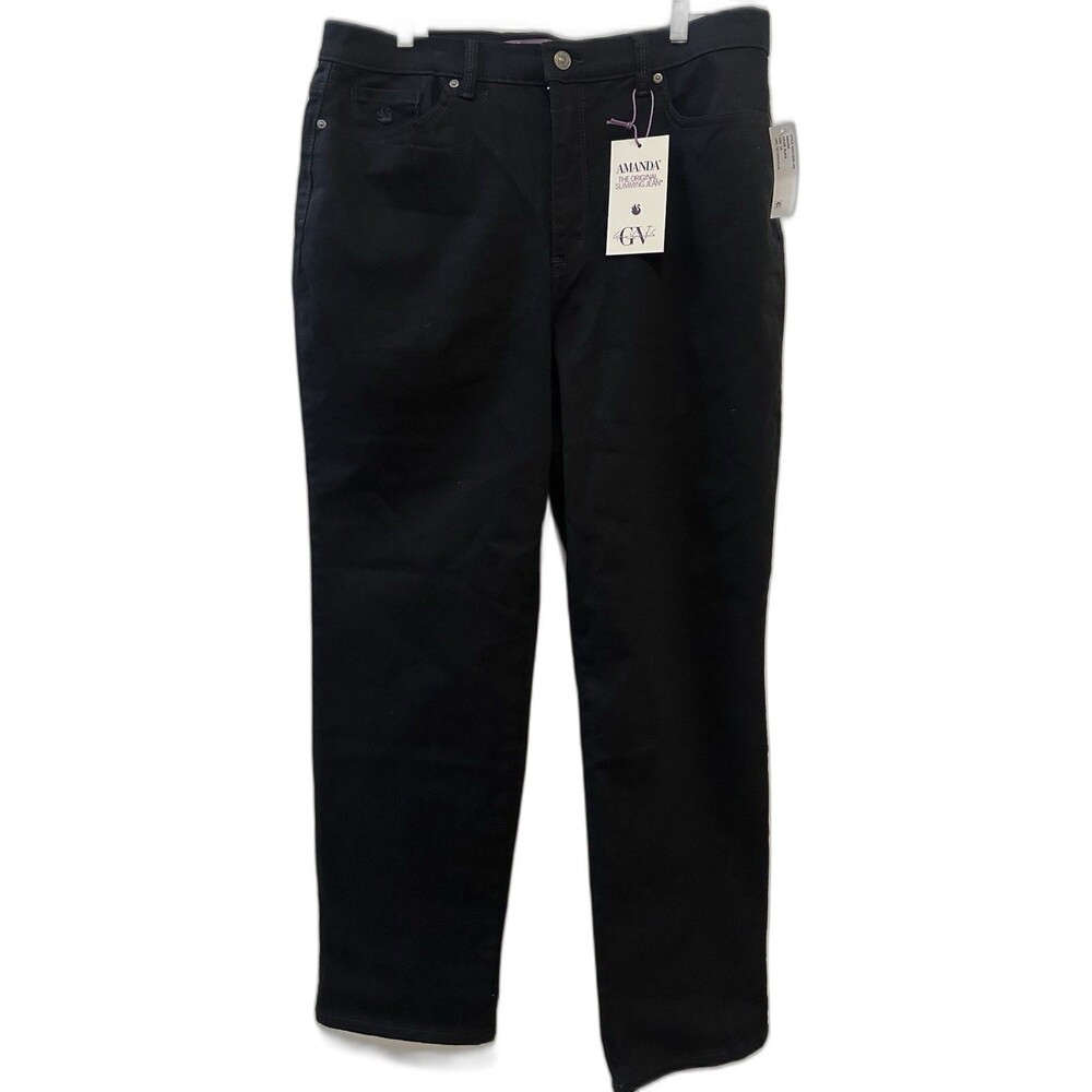 Gloria Vanderbilt Black Amanda Stretch Tapered Jeans Pants Sz 14 Average
